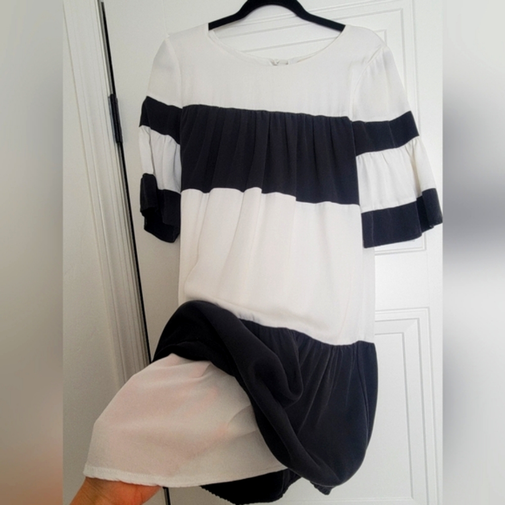 Anthropologie Everleigh Striped Bell Sleeve Tiered Dress - Picture 4 of 10
